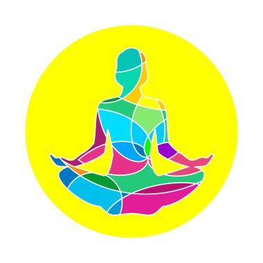 Lotus yoga poz simgesi. Vektör soyut