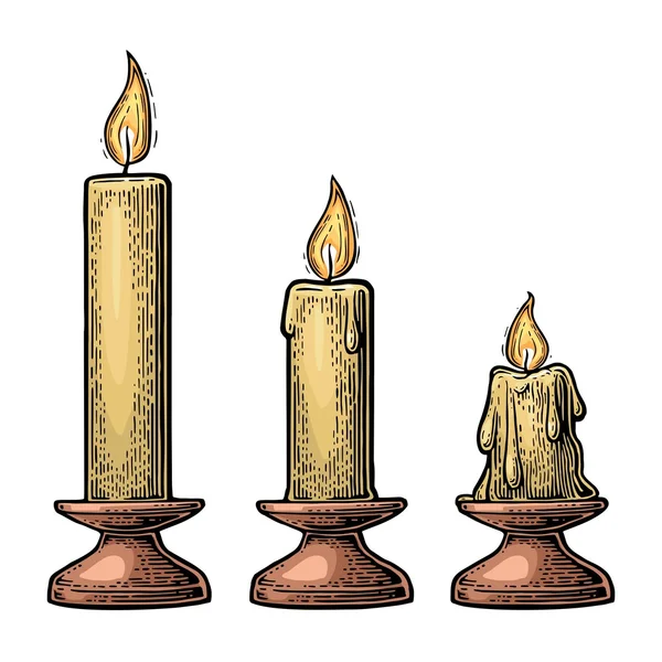 Proceso de quema de velas . — Vector de stock