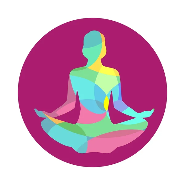 Lotus yoga pose icon. Vector abstract — Stock Vector