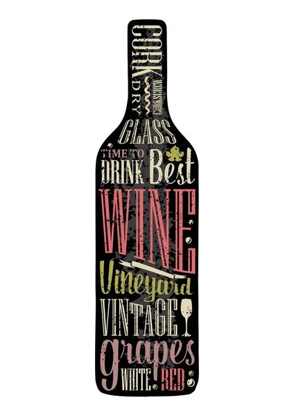 Типографічний плакат з написом тексту в силуеті Винна пляшка . — стоковий вектор
