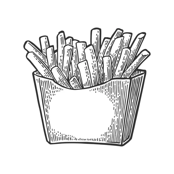 Τηγανιτές πατάτες σε κόκκινο χαρτί πλαίσιο. Απομονώνονται σε λευκό φόντο με σκιά. Επίπεδη εικονογράφηση φορέας για αφίσα, μενού, web, πανό, το εικονίδιο. — Διανυσματικό Αρχείο