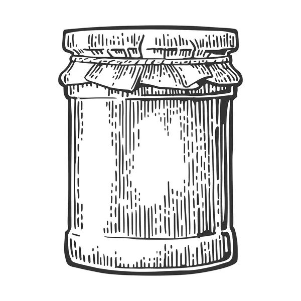 Glazen pot met jam. Vintage gegraveerde vectorillustratie. — Stockvector