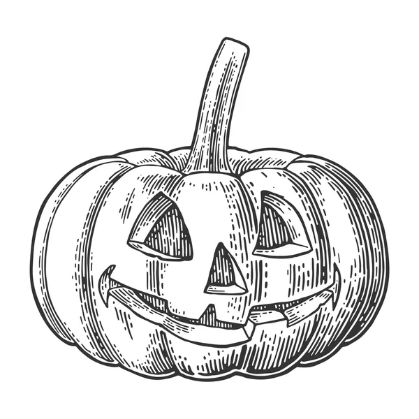 Zucca di Halloween con la faccia spaventosa. Illustrazione incisione vettoriale vintage . — Vettoriale Stock