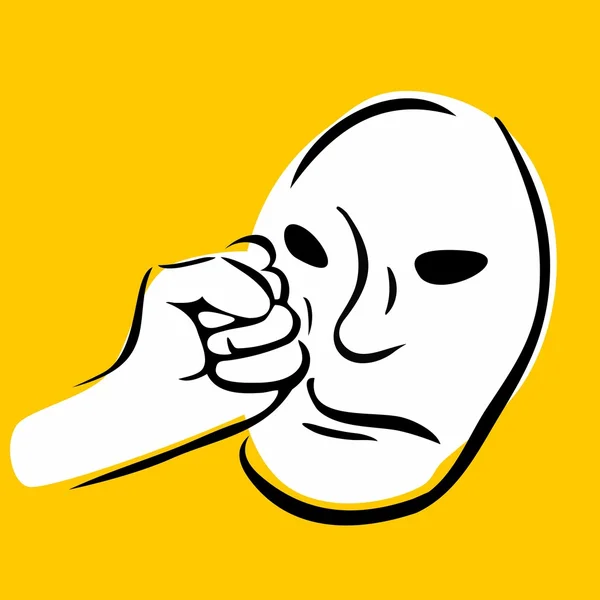 Un pugno in faccia. Mano umana con un pugno stretto. Illustrazione nera vettoriale isolata su sfondo giallo. Per web, poster, info grafiche . — Vettoriale Stock