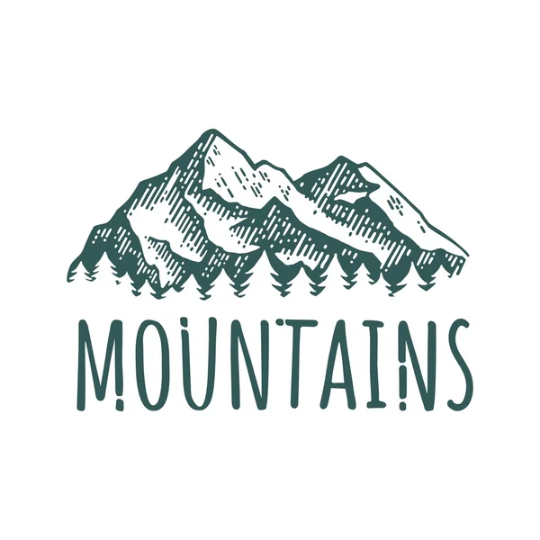 Logotipo retro dibujado a mano de montaña con letras . — Archivo Imágenes Vectoriales