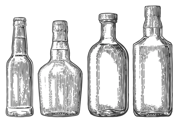 Set bouteille pour bière, whisky, tequila — Image vectorielle