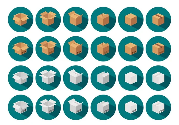 Buka Dan Tutup Recycle Brown Carton Delivery Packaging Box Dengan - Stok Vektor