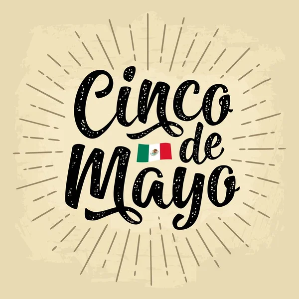 Lettrage Cinco Mayo Illustration Vectorielle Gravure Vintage Isolé Sur Fond — Image vectorielle