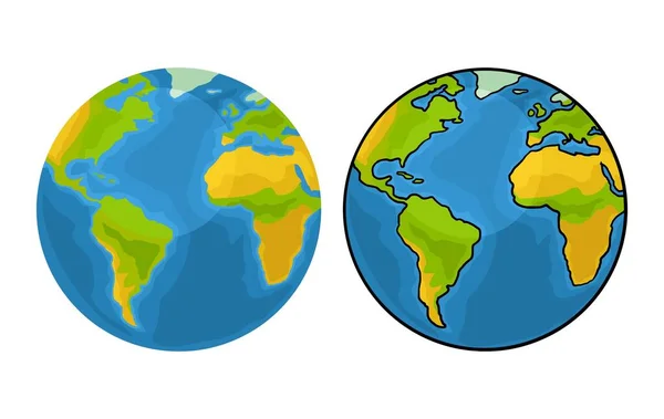 Планета Земля Векторный Цвет Плоской Иллюстрации Изолирован Белом Фоне Веб — стоковый вектор