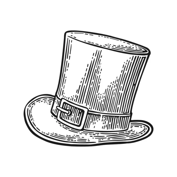 Верхній джентльменський капелюх. Векторна гравюра чорна ілюстрація — стоковий вектор