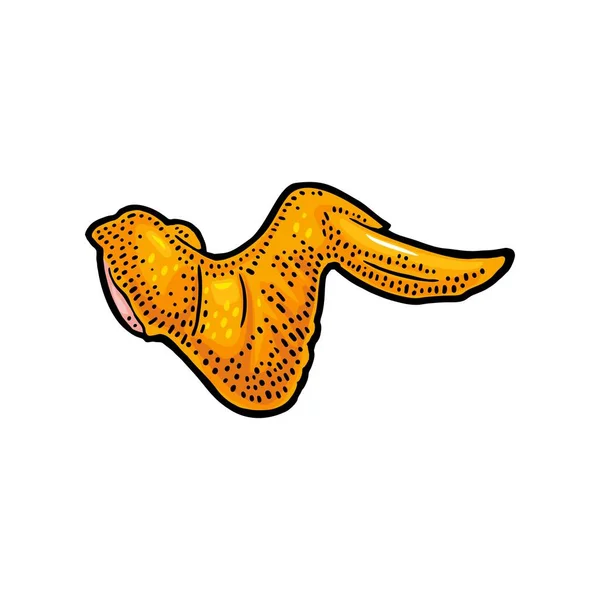 Smażone skrzydełko kurczaka. Klasyczna ilustracja grawerowania kolorów. Odizolowane na biało — Wektor stockowy