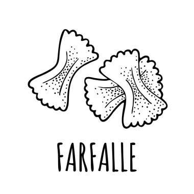 Makarna farfalle. Vektör vintage gravür siyah illüstrasyon