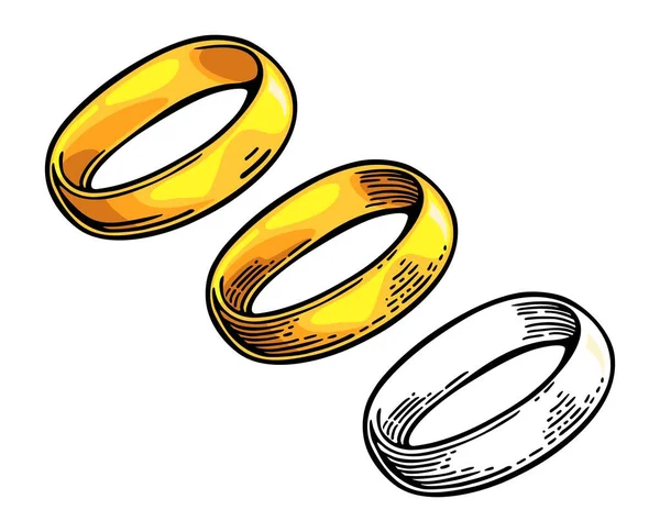 Goldener Ring. Vintage schwarzer Vektorgravur Illustration — Stockvektor
