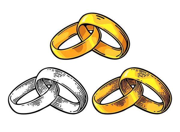 Anillos de boda. Vintage vector negro grabado ilustración — Archivo Imágenes Vectoriales