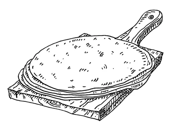 Un ve tek tortilla. Eski kuluçkadan çıkan siyah illüstrasyon. — Stok Vektör