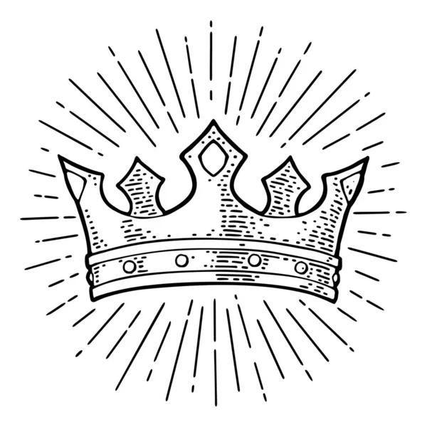 Королівська Корона Гравюра Вінтаж Векторна Кольорова Ілюстрація Ізольовані Білому Тлі — стоковий вектор