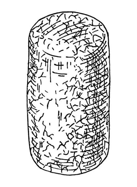 软木塞古埃及矢量孵化灰色单色插图 被白色背景隔离 手绘设计 — 图库矢量图片