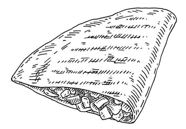 Quesadilla 墨西哥传统食品 古埃及矢量孵化单色黑色插图 被白色背景隔离 手绘设计 — 图库矢量图片