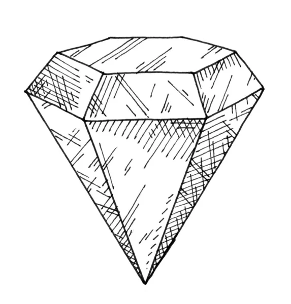 Diamant Edelstein. Vintage schwarz Schraffur Illustration — Stockfoto