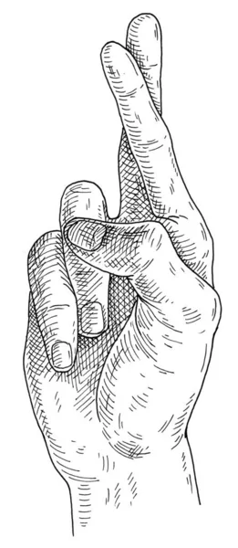 Hand visar symbol som isolerad på en vit bakgrund. — Stockfoto