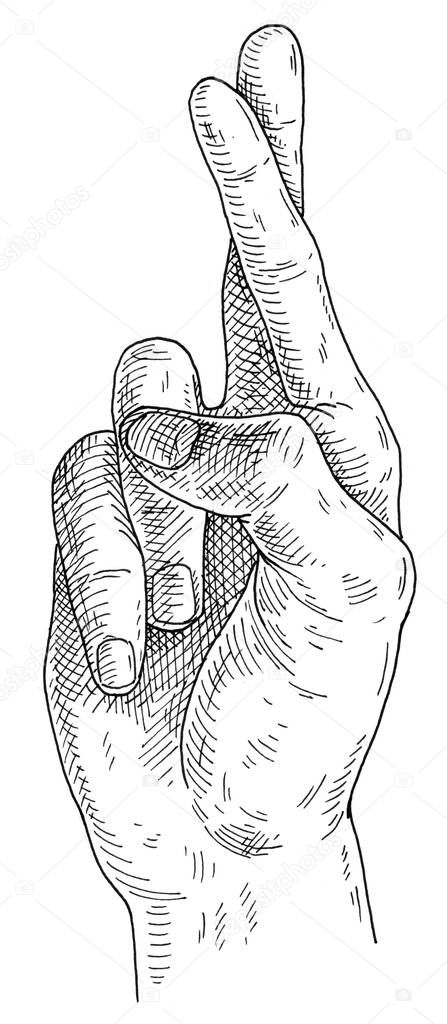 Hand showing symbol like isolated on a white background.