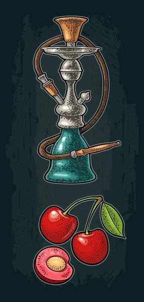 Hookah. Vector vintage grabado ilustración en color aislado en blanco — Archivo Imágenes Vectoriales