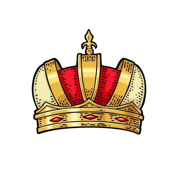 King Crown Engraving Vintage Vector Color Illustration Isolated White Background — Stock Vector