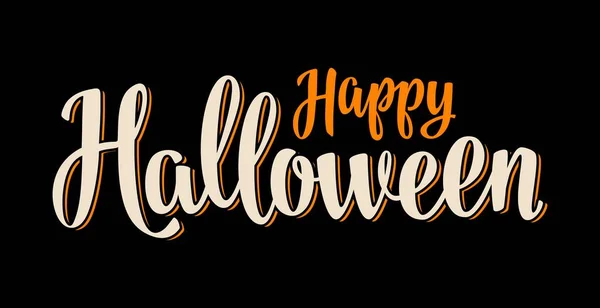 Buon Halloween Calligrafia Lettering Illustrazione Vettoriale Vintage Sfondo Scuro — Vettoriale Stock