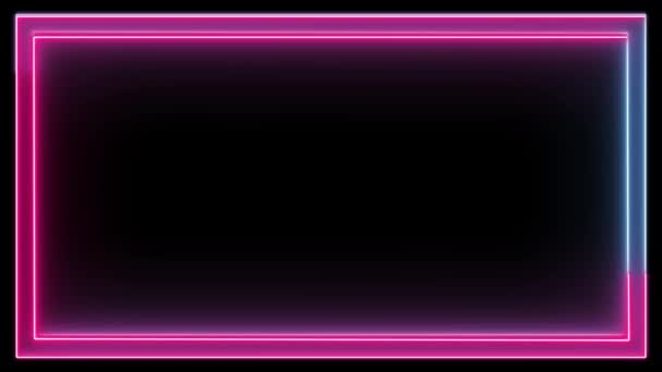 Tendance fond abstrait sans couture bleu violet spectre boucle animation fluorescente ultraviolette lueur néon ligne abstraite fond web néon boîte modèle LED écrans technologie de projection — Video