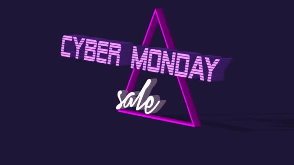 Cyber Monday sale text 80s retro style title intro motion graphic animation. Распродажа "Киберпонедельника" — стоковое видео