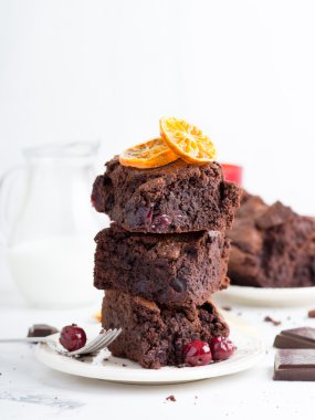 Chocolate brownies with cherry clipart