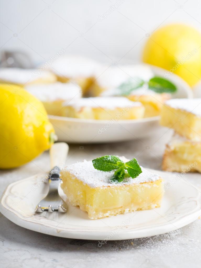 Lemon bars on a table