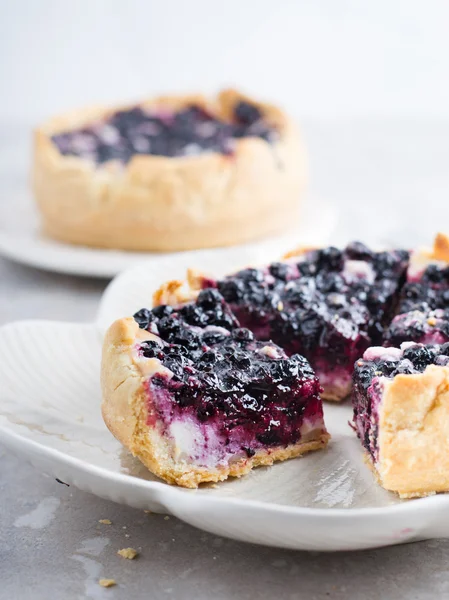 Blaubeer-Frischkäsekuchen — Stockfoto