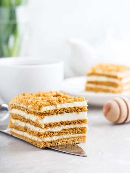 Russian Honey cake with cream — Stock Photo, Image