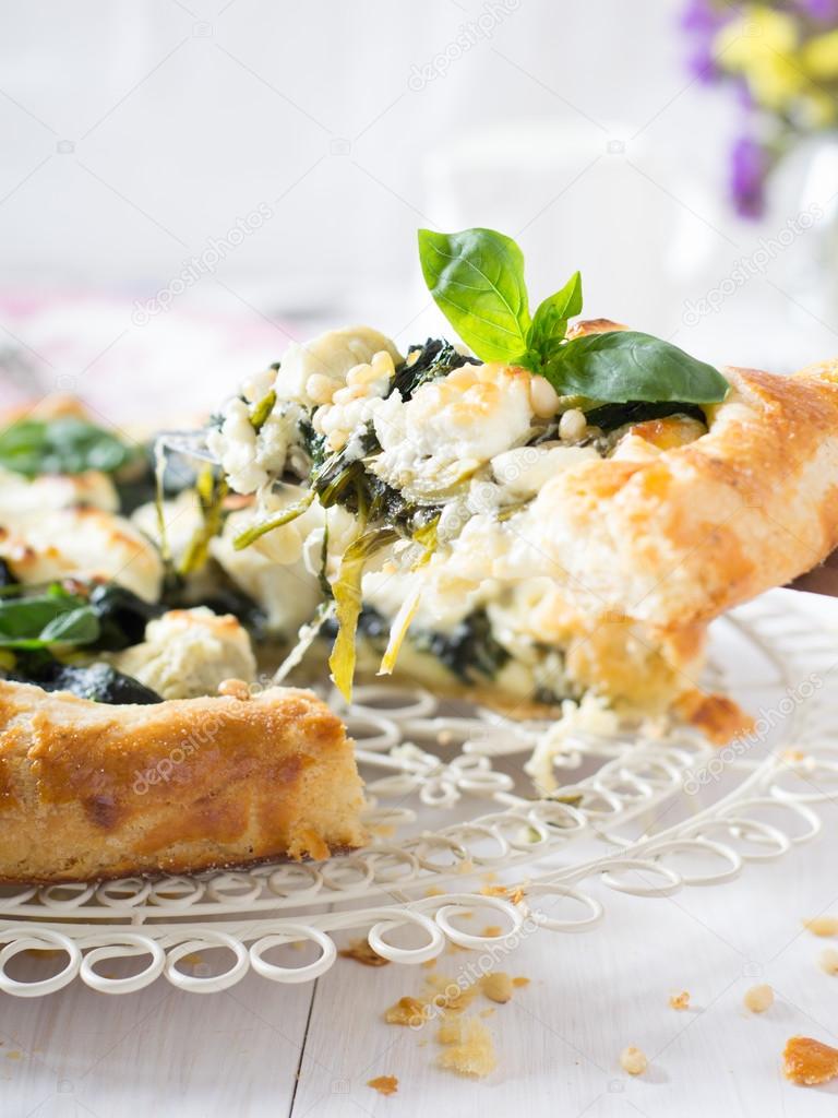 spinach galette served on table