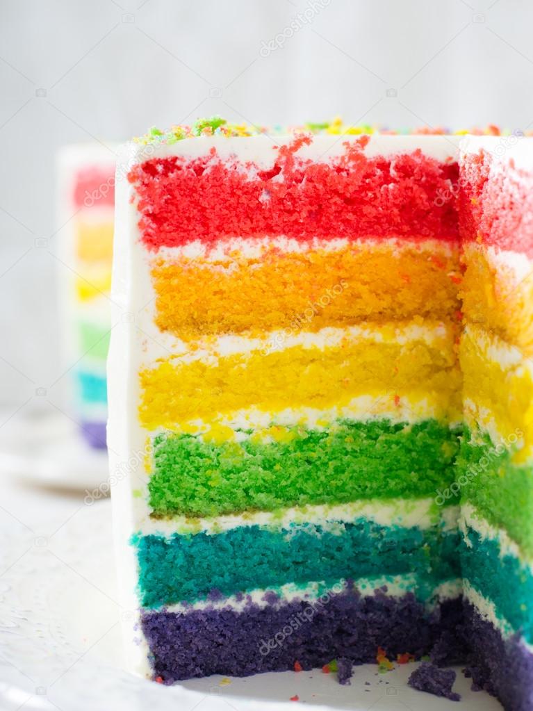 multicolored sweet rainbow cake