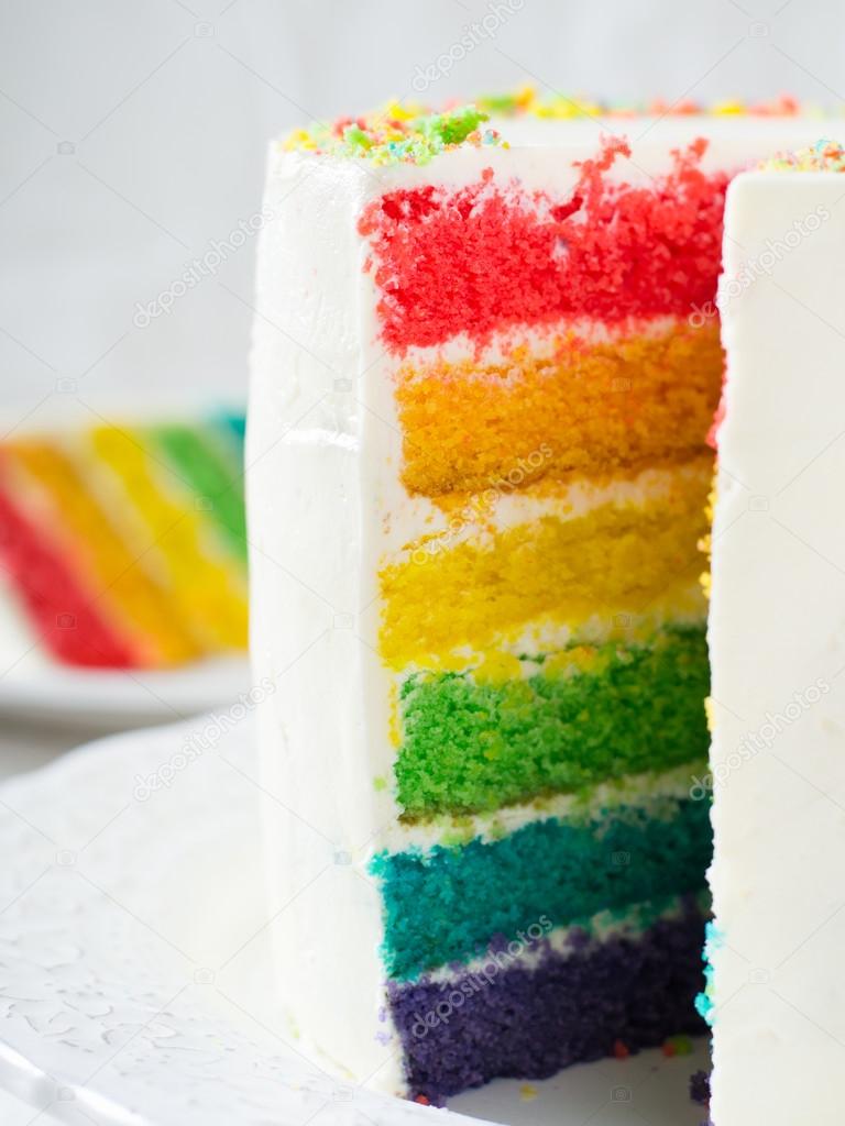 multicolored sweet rainbow cake