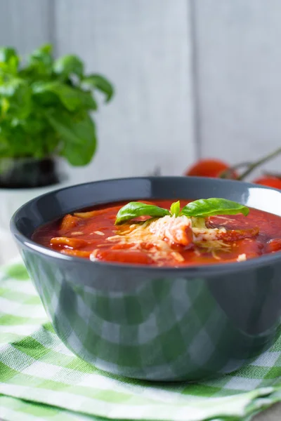 Sopa de tomate con pasta —  Fotos de Stock