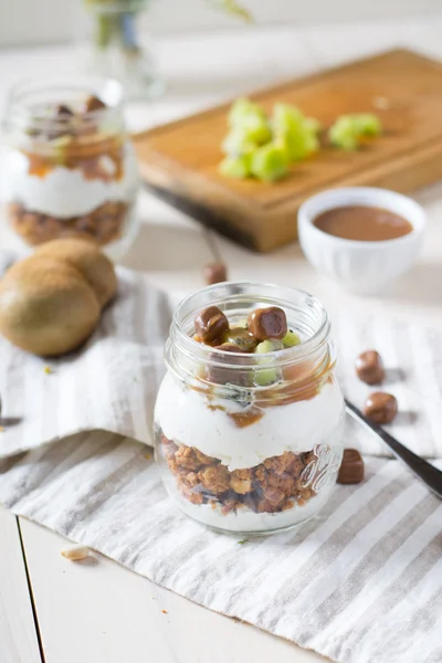 Granola cu iaurt greac cu kiwi — Fotografie, imagine de stoc