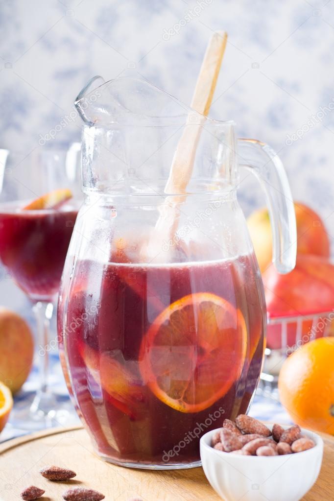 Sangria in glass jug