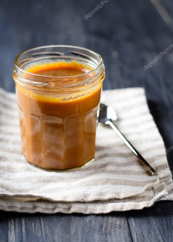 sweet caramel in glass jar
