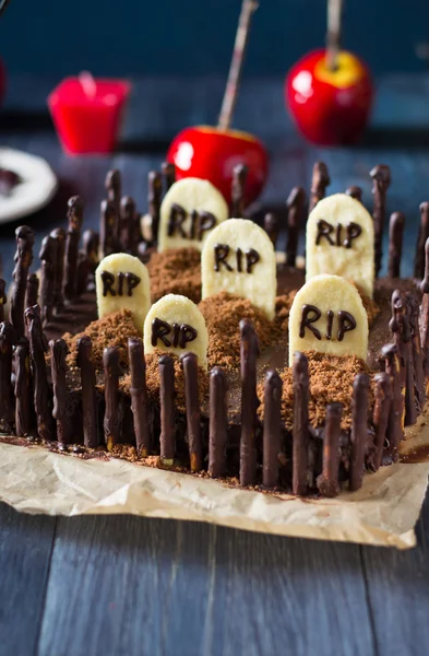 Pastel Brownie decorado para Halloween — Foto de Stock