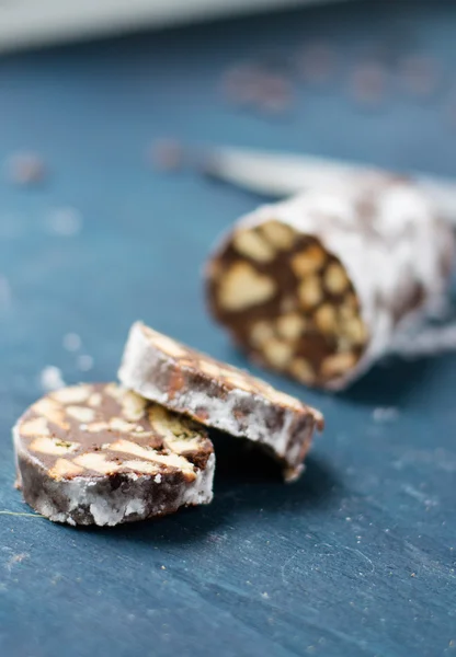 Salame di cioccolato fatto in casa — Foto Stock