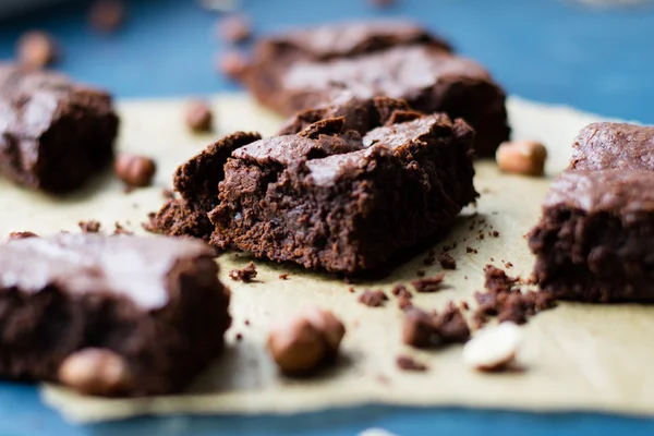 Hemgjord fudgy brownies — Stockfoto