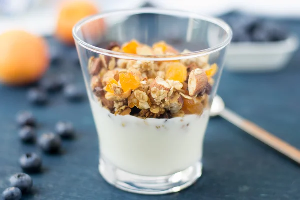 Granola casera saludable con yogur — Foto de Stock