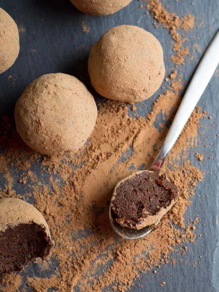 Chocolate date truffles — Stock Photo, Image