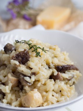 Mantar risotto otlar ile