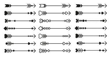 Çeşitli şekillerde siyah düz fantezi okları.