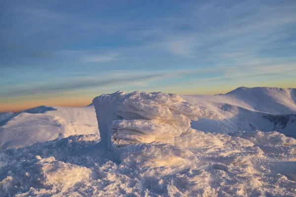 Une Vue Panoramique Sur Les Montagnes Hiver Coucher Soleil Paysage — Photo