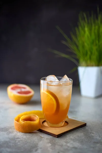Pink Orange Summer Ice Cocktail Cafe Table Cold Healthy Drink — Stock Photo, Image